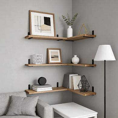 Rustic Wood Floating Shelves 6 Pack