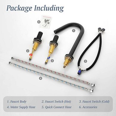8 in Widespread Double Handle 360 Degree Swivel Bathroom Faucet with Quick Connect Hose