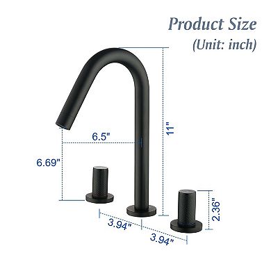 8 in Widespread Double Handle 360 Degree Swivel Bathroom Faucet with Quick Connect Hose