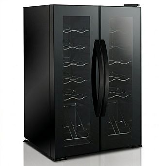 NutriChef 24-Bottle Wine Fridge, Dual Zone, Adjustable Temp 41°F-64°F, Ultra Quiet, Black