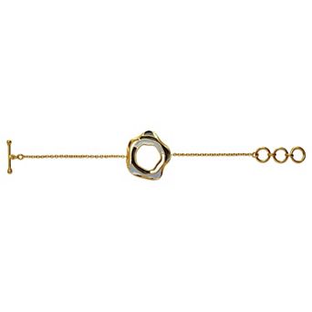 Adjustable Gold-plated and Blue-black Enamel Aqua Bracelet by Dhwani Bansal