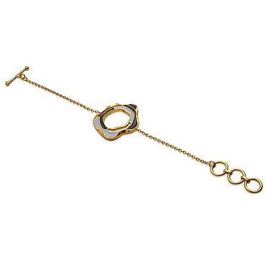 Adjustable Gold-plated and Blue-black Enamel Aqua Bracelet by Dhwani Bansal