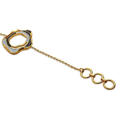 Adjustable Gold-plated and Blue-black Enamel Aqua Bracelet by Dhwani Bansal