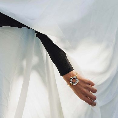 Adjustable Gold-plated and Blue-black Enamel Aqua Bracelet by Dhwani Bansal