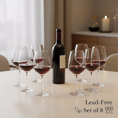 8-Pack Lead-Free Wine Glasses 12oz, Clear Durable Glassware Set