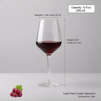 8-Pack Lead-Free Wine Glasses 12oz, Clear Durable Glassware Set