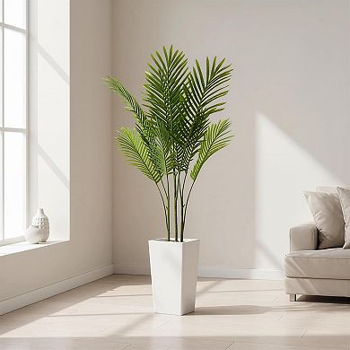 5FT Artificial Palm Tree with White Planter