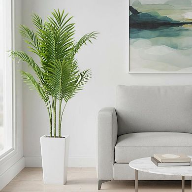 5FT Artificial Palm Tree with White Planter