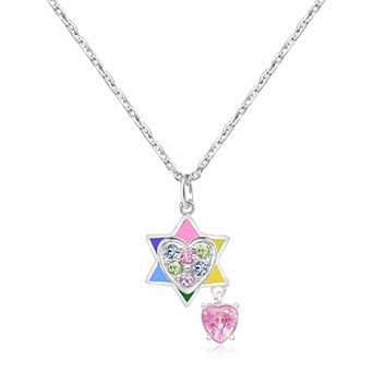 Girls Star of David Pendant Necklace Hypoallergenic Kids Jewelry in White Gold Tone