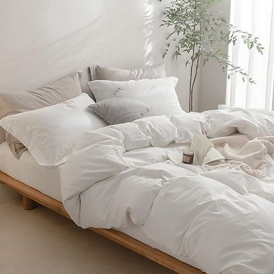 Queen Size Duvet Cover 90x90" with 2 Pillowcases, Washed Cotton