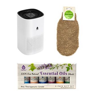 Pursonic True HEPA Air Purifier, Essential Oil Wellness Blends, and Sisal Hemp Bath Gloves