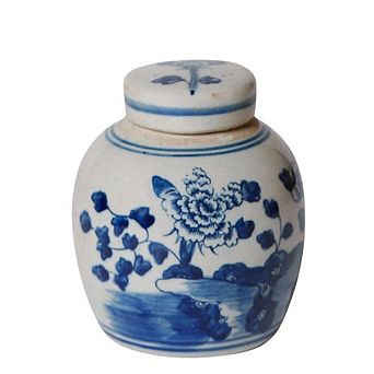 Porcelain Mini Peony Floral Round Jar