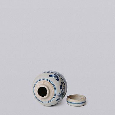 Porcelain Mini Peony Floral Round Jar