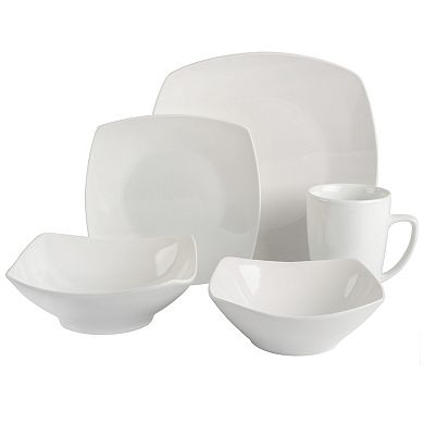 Gibson Home Everyday Square 40pc Expanded Fine Ceramic Plates, Bowls and Mugs Dinnerware Set