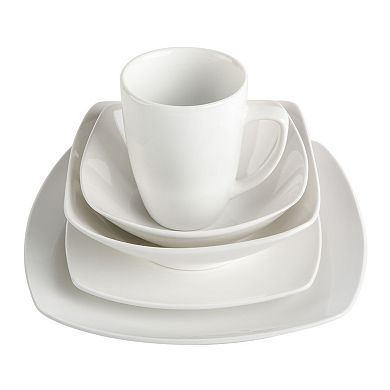 Gibson Home Everyday Square 40pc Expanded Fine Ceramic Plates, Bowls and Mugs Dinnerware Set