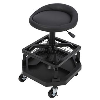 Heavy Duty Rolling Garage Stool with Double Tool Tray