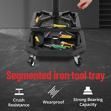 Heavy Duty Rolling Garage Stool with Double Tool Tray