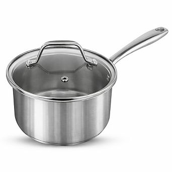 NutriChef 2-qt Stainless Steel Pot with Lid, Heavy Duty, Ergonomic Handles, All Cooktops