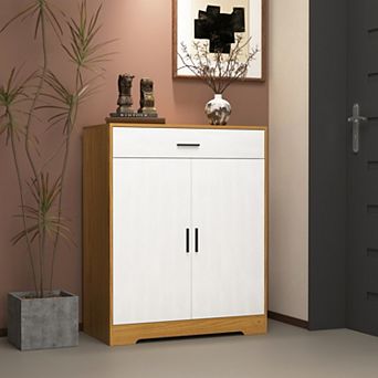 4 tier Shoe Cabinet with Drawer & Adjustable Shelves, Storage Rack for Entryway Hallway