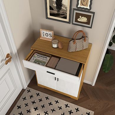 4-Tier Shoe Cabinet with Drawer & Adjustable Shelves, Storage Rack for Entryway Hallway