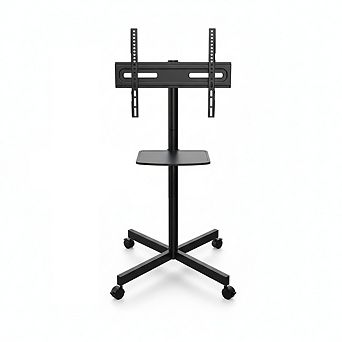 Adjustable Height TV Cart for 23-60" Flat/Curved TVs, 55 lbs Capacity, VESA 400x400mm, with Shelf