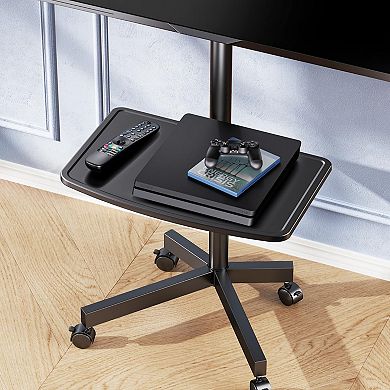 Adjustable Height TV Cart for 23-60" Flat/Curved TVs, 55 lbs Capacity, VESA 400x400mm, with Shelf