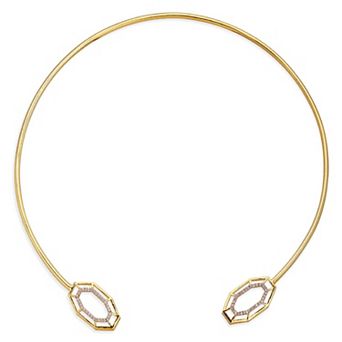 Gold-plated Syra Choker With White Cubic Zirconia by Dhwani Bansal
