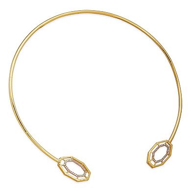 Gold-plated Syra Choker With White Cubic Zirconia by Dhwani Bansal