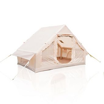 KWPZQEB 4 Seasons Oxford Cabin Inflatable Camping Tent with Mesh & Chimney Window