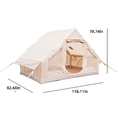 KWPZQEB 4 Seasons Oxford Cabin Inflatable Camping Tent with Mesh & Chimney Window