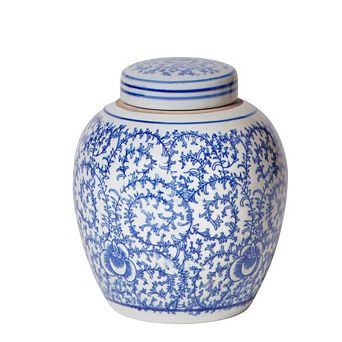 Porcelain Scrolling Peony Round Jar