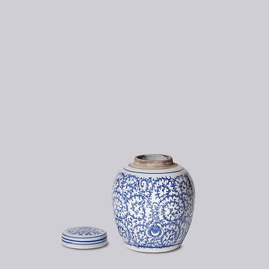 Porcelain Scrolling Peony Round Jar