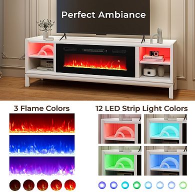 36 Inch Recessed Electric Fireplace Insert With LED Lights And Remote Control