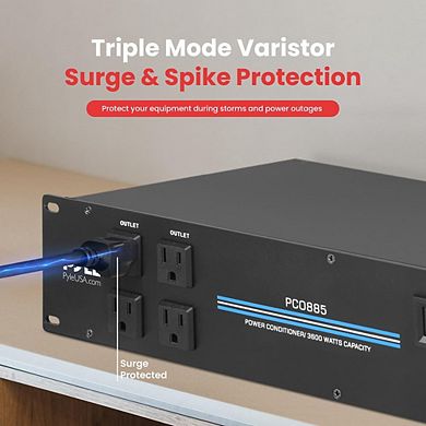 Pyle 18-Outlet Rack Mount Power Conditioner with Surge Protection (PCO885) - 19''