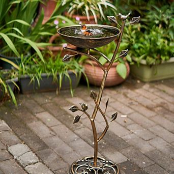 31 Inch Cast Iron Pedestal Bird Bath 11.4 Inch Diameter Outdoor Metal Garden Yard Decoration 1 pc