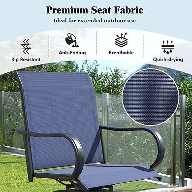 Set of 2 Swivel Bar Stools with Breathable Fabric and Footrest