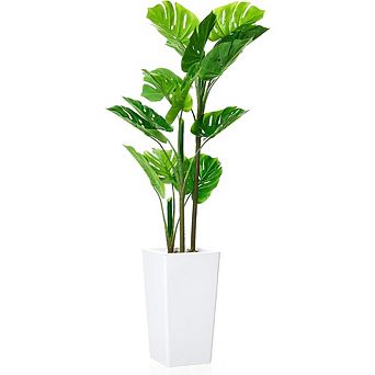 4.5FT Artificial Monstera Plant in White Planter