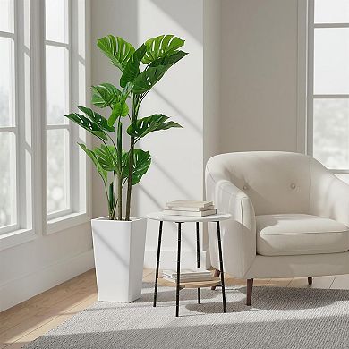 4.5FT Artificial Monstera Plant in White Planter