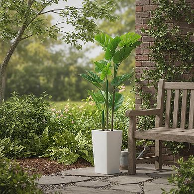 4.5FT Artificial Monstera Plant in White Planter