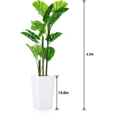 4.5FT Artificial Monstera Plant in White Planter