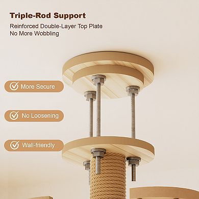 Heybly Floor to Ceiling Cat Tree Tower with Scratching Posts,Adjustable Height 98110 Inch Cat Condo
