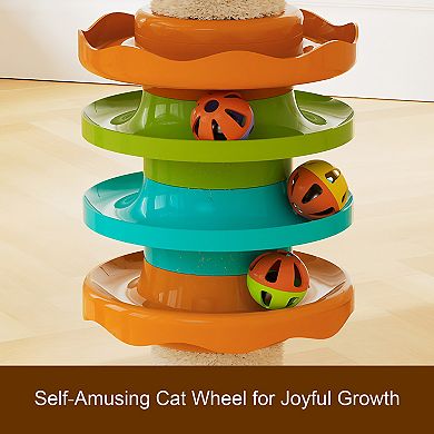 Heybly Floor to Ceiling Cat Tree Tower with Scratching Posts,Adjustable Height 98110 Inch Cat Condo