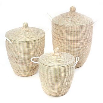 Set of Three Solid Hampers