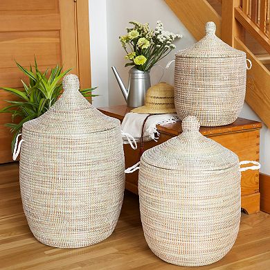 Set of Three Solid Hampers