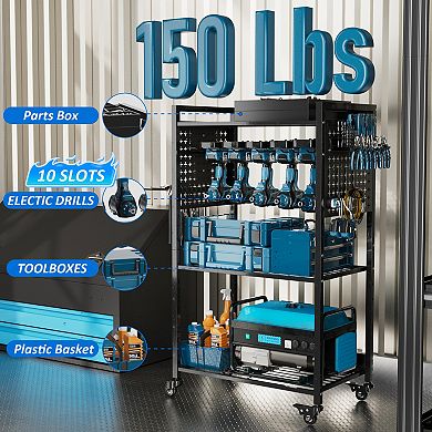 Large Power Tool Organizer Cart with Lockable Wheel, Gift for Men, Dad, Husband