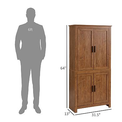 Freestanding Kitchen Pantry Storage Cabinet with Adjustable Shelves and Doors