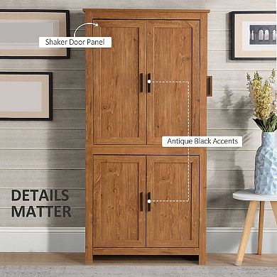 Freestanding Kitchen Pantry Storage Cabinet with Adjustable Shelves and Doors