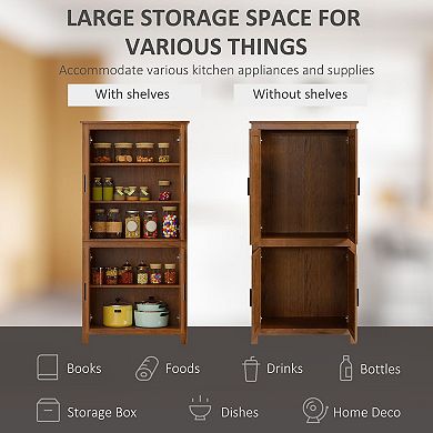 Freestanding Kitchen Pantry Storage Cabinet with Adjustable Shelves and Doors
