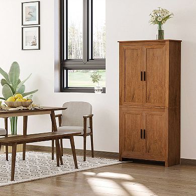 Freestanding Kitchen Pantry Storage Cabinet with Adjustable Shelves and Doors