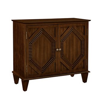 KWPZQEB Retro 2 Doors Symmetrical Geometric Wooden Sideboard Buffet Cabinet for Kitchen